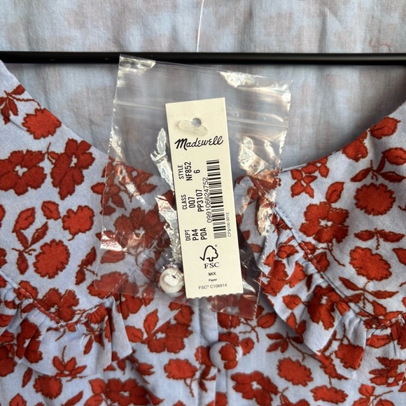 NWT Madewell Collared Puff-Sleeve Mini Dress in Piccola Floral, Size 6 - Picture 16 of 16